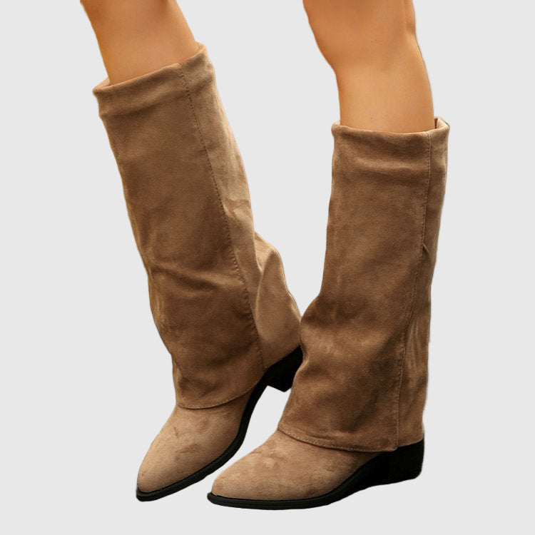 Bota alta de piel 